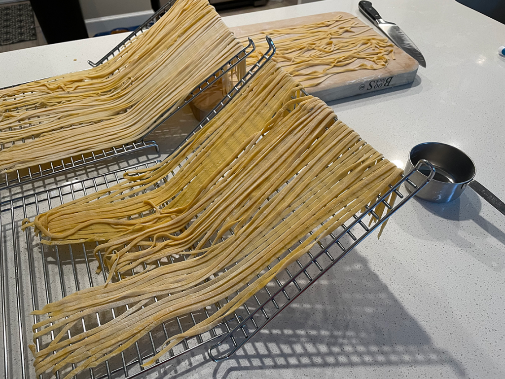 Drying tagliatelle pasta