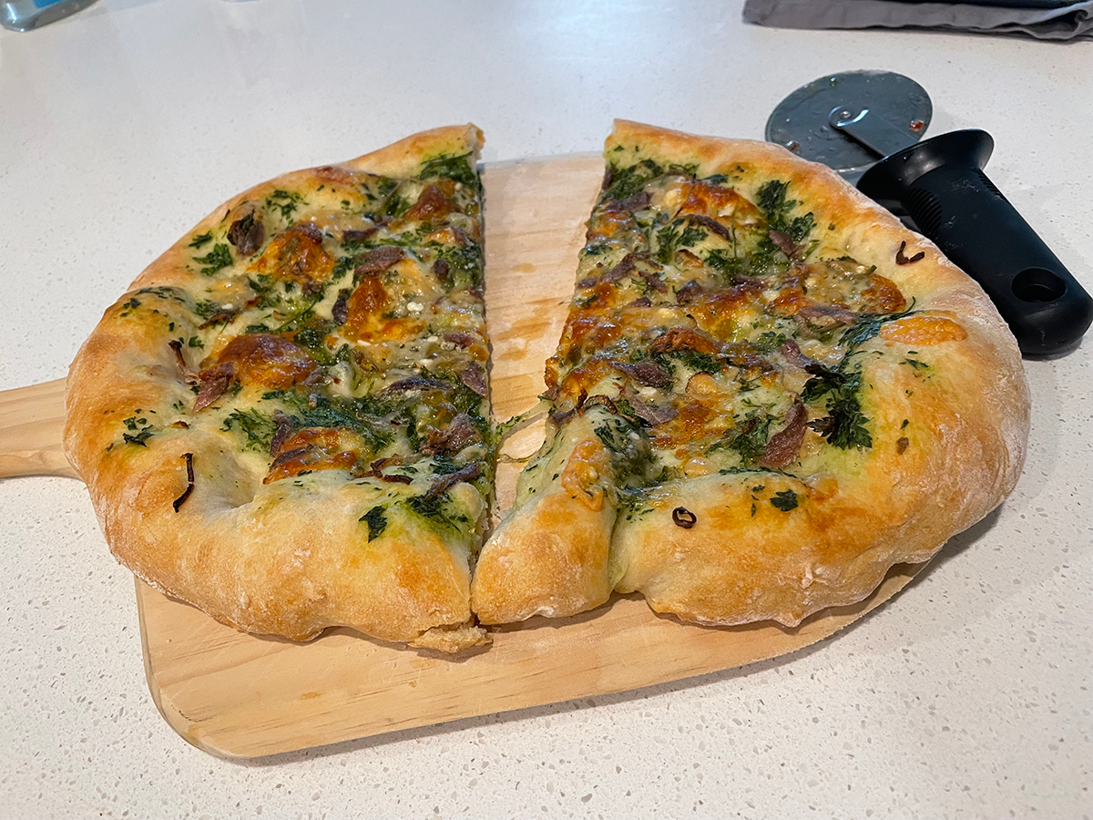 Salicylate Free Homemade Pizza Recipe with parsley pesto and anchovies