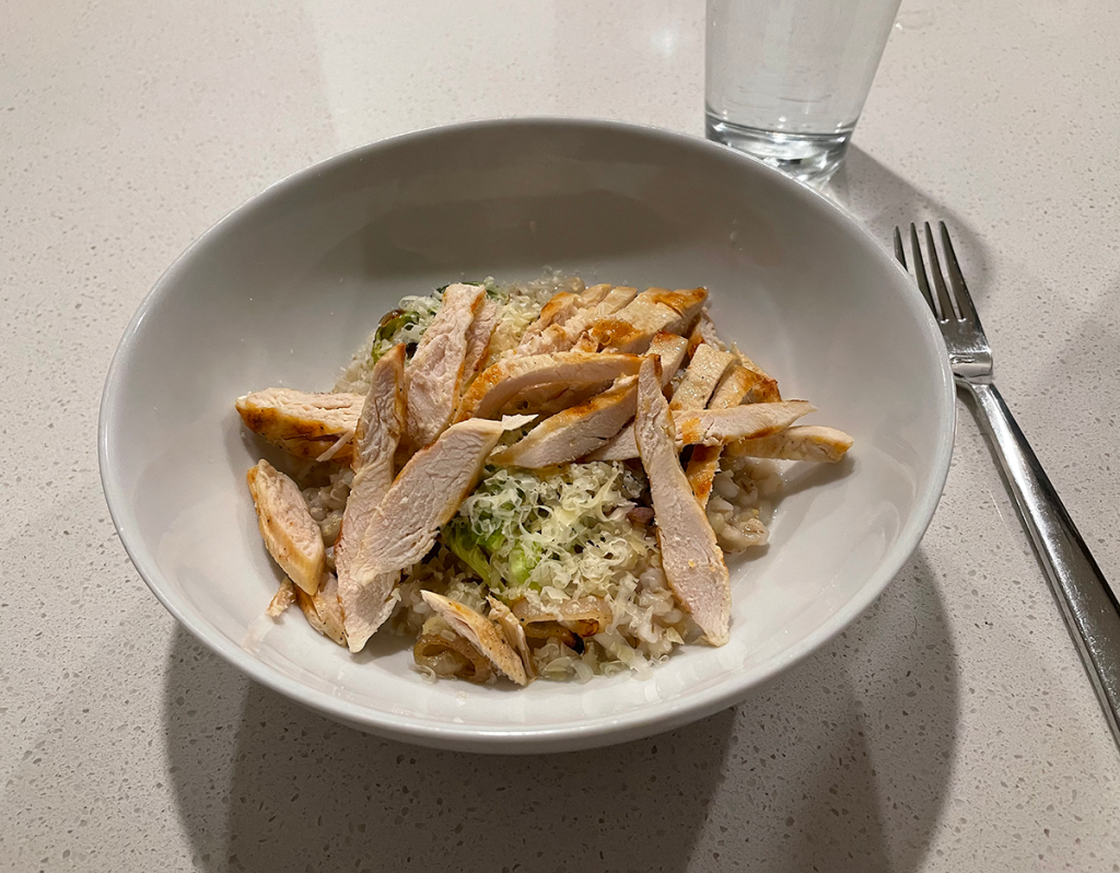 Salicylate Free Meal Idea - Barley Bowl with Chicken, Brussels Sprouts and Carrots